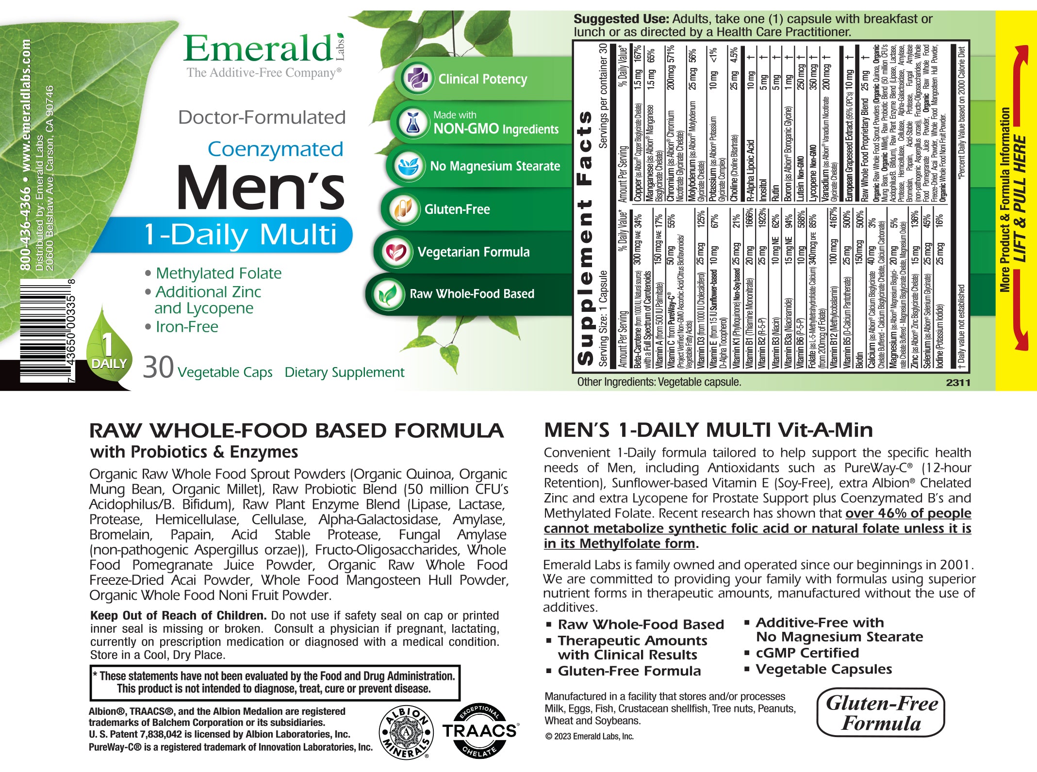 Men's 1-Daily Multi (30) | Emerald Labs