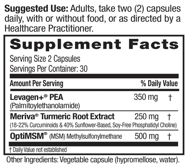 PEA+ Formula with Meriva and OptiMSM Supp Facts Panel