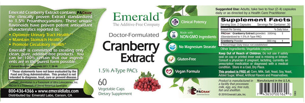 Emerald Cranberry Extract Label