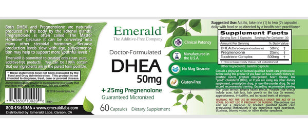Emerald DHEA-Pregnenolone Label