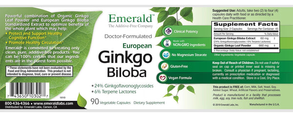Emerald Ginko Biloba Label