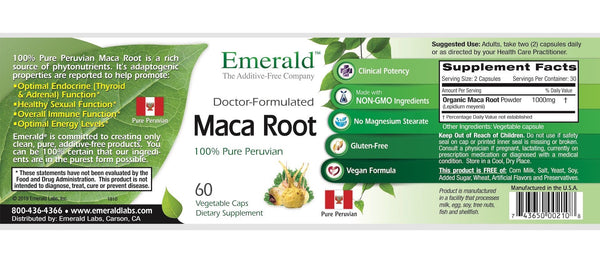 Emerald Maca Root Label