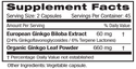 Emerald Ginko Biloba Supplement Facts 