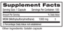 Emerald MSM 1000mg (200) Supplement Facts
