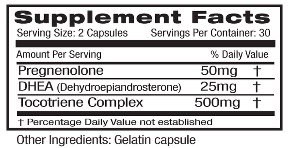 Emerald Pregnenolone DHEA Supplement Facts