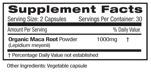Emerald Maca Root Supplement Facts 