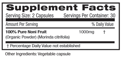 Emerald Noni Fruit Supplement Facts